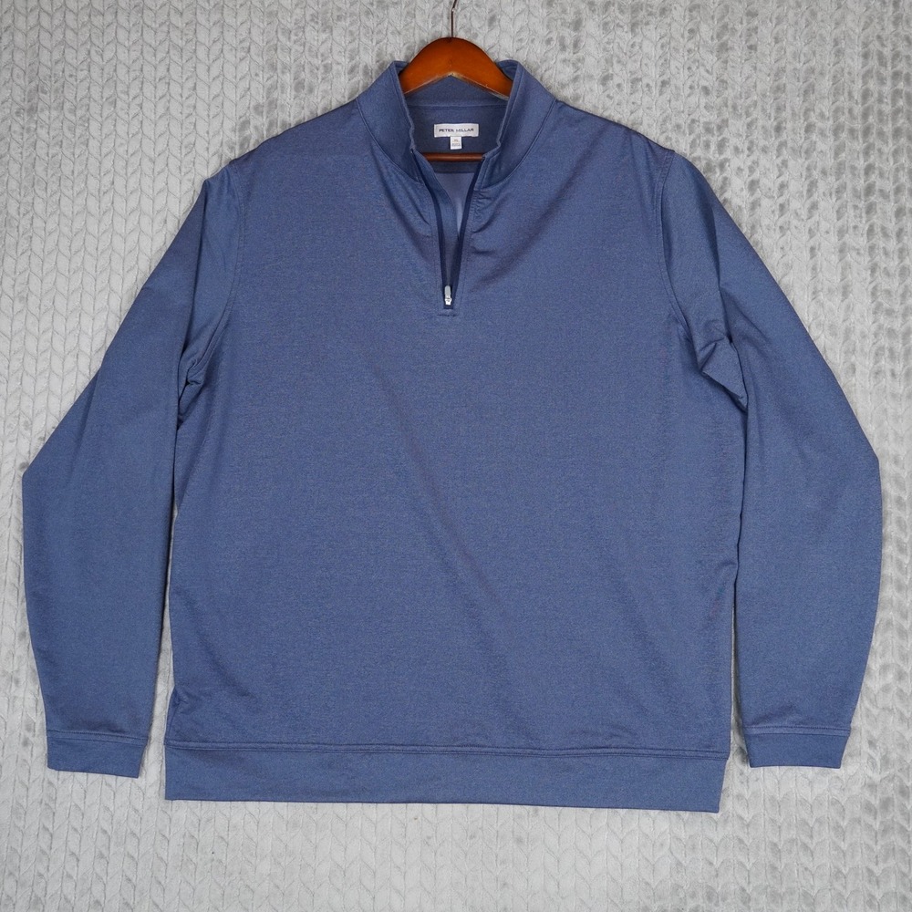 Peter Millar Quarter Zip Mens Extra Large Blue Golf Pullover Performance Stretch
